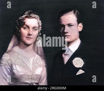 Die Heirat von Bryan Guinness mit der Ehrenfrau Diana Mitford (1910-2003), später Lady Mosley im Januar 1929. Die Hochzeit fand in St. Margaret's, Westminster. Stockfoto