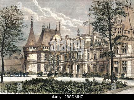 Die Ankunft von Königin Victoria im Waddesdon Manor, Buckinghamshire, am 14. Mai 1890. Stockfoto