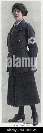 Mrs. Sprott, Tochter von Sir George und Lady Berry von Drumsheugh Gardens, Edinburgh, in ihrer Uniform als Fahrer von Rotkreuz-Krankenwagen in Frankreich dargestellt. Ihr Mann war in den Cameron Highlanders und ihr Vater, Major im Royal Army Medical Corps, war Ehrenärztin für Chirurgie von König George V. Stockfoto