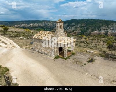 Eremitage des Heiligen Herzens von Maria, auf dem Gipfel der Matea de Pastrana, Provinz Guadalajara Spanien Stockfoto