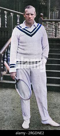 Foto des neuseeländischen Tennisspielers Anthony Frederick Wilding, Wimbledon Mens Champion in den Jahren 1910, 1911, 1912 und 1913. Sein Meisterschaftslauf endete 1914, als er von Australier N. E. Brookes in drei aufeinanderfolgenden Sätzen geschlagen wurde. Wilding starb am 9. Mai 1915 in der Nähe von Neuve Chapelle, Frankreich, während der Schlacht von Aubers Ridge. Stockfoto