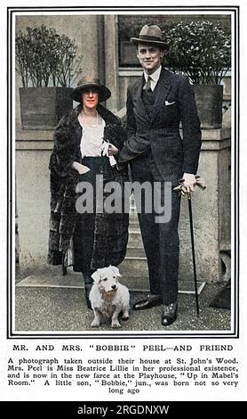 Beatrice Lillie (1894 - 1989) Britische Schauspielerin, auch bekannt als Lady Peel, zusammen mit ihrem Ehemann Robert Peel, der später 1925 die Baronetalität seines Vaters erlangte. Stockfoto