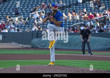 August 5 2023: El Paso Pitcher Michael Wacha (15) wirft während des Spiels mit El Paso Chihuahuas und Salt Lake Bees im Smiths Field in Salt Lake Ut einen Platz. David Seelig/Cal Sport Medi Stockfoto