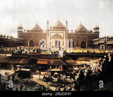 Freitagsgebet in Jama Masjid, Agra, Indien. Stockfoto