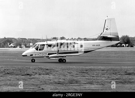 Staatliche Flugzeugfabriken GAF N.22B Nomad VH-AUN (msn 26) auf der SBAC Farnborough Airshow ab dem 3-10. September 1976. Stockfoto