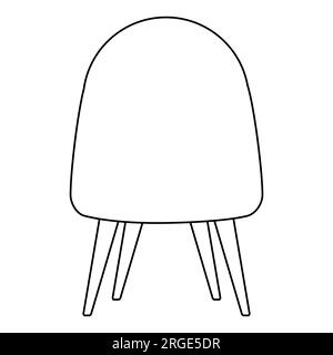 Bequemer Stuhl, Innendesign-Element für Wohnzimmer oder Schrank, Rückansicht, Doodle-Style Flachvektorzeichnung für Kinder Malbuch Stock Vektor