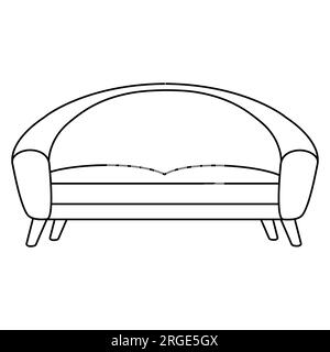 Bequemes Sofa, Kritzelstil, flache Vektorzeichnung für Kinder Malbuch Stock Vektor