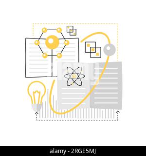 Wissenschaftliche Literatur. Wissenschaftlicher Bericht und Analyse, biochemische Informationsvektordarstellung Stock Vektor