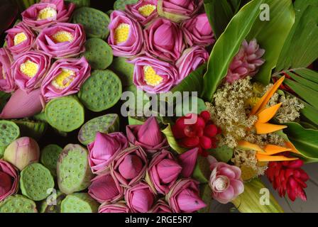 Blumen zum Verkauf auf Port Vila Markt, Efate Island, Vanuatu. Stockfoto