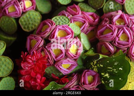 Blumen zum Verkauf auf Port Vila Markt, Efate Island, Vanuatu. Stockfoto