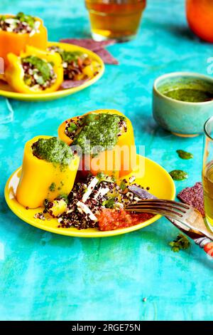 Schwarze Gefüllte Quinoa Mini Bell Peppers Stockfoto