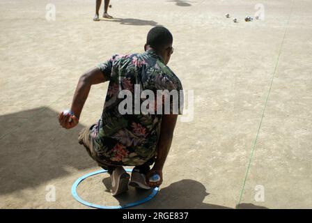 Das Boule-Spiel in Vanuatu, Ozeanien. Stockfoto