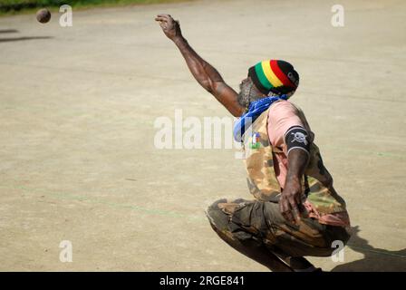 Das Boule-Spiel in Vanuatu, Ozeanien. Stockfoto