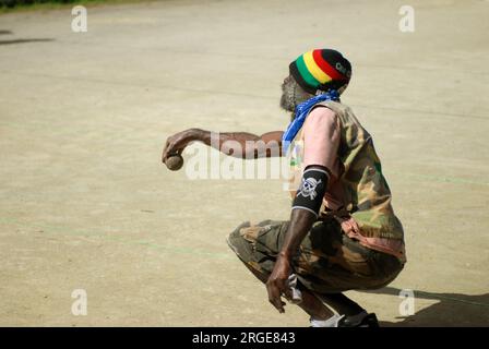 Das Boule-Spiel in Vanuatu, Ozeanien. Stockfoto