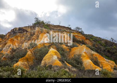 Die Pinnacles Sanddünen Fraser Island, K'gari, mehrfarbige Sanddünen und beliebte Touristenattraktion, Queensland, Australien Stockfoto