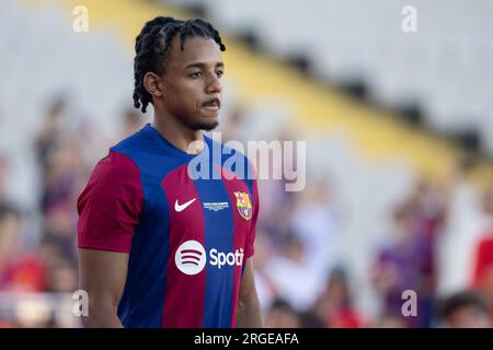Barcelona, Spanien. 8. Aug. 2023. BARCELONA, SPANIEN - 8. AUGUST: .Spieler in Aktion während des Joan Gamper Trophäenspiels zwischen FC Barcelona und Tottenham Hotspurs bei der Estadi Olimpic Lluis Companys am 8. August 2023 in Barcelona, Spanien (Kreditbild: © Gerard Franco/DAX via ZUMA Press Wire) NUR REDAKTIONELLE VERWENDUNG! Nicht für den kommerziellen GEBRAUCH! Stockfoto