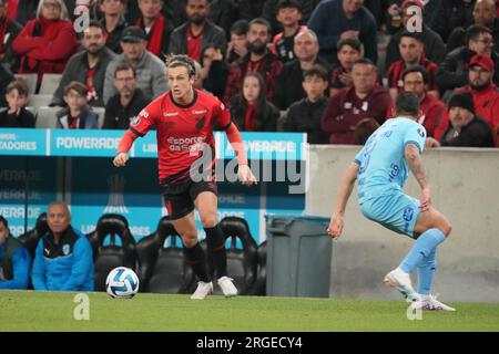 Curitiba, Brasilien. 08. Aug. 2023. Canobbio während des Athletico x Bolivar-Spiels für die Runde 16 der Copa Libertadores in der Ligga Arena in Curitiba, PR. Kredit: Carlos Pereyra/FotoArena/Alamy Live News Stockfoto