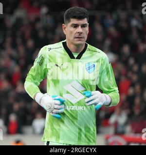 Curitiba, Brasilien. 08. Aug. 2023. Lichter während des Athletico x Bolivar-Spiels für die Runde 16 der Copa Libertadores in der Ligga Arena in Curitiba, PR. Kredit: Carlos Pereyra/FotoArena/Alamy Live News Stockfoto