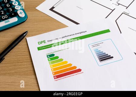 Diagnose der Energieeffizienz (DPE in Frankreich) Stockfoto