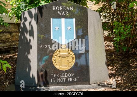 Hendersonville North Carolina, Main Street, Korean war Memorial Medaille Stockfoto