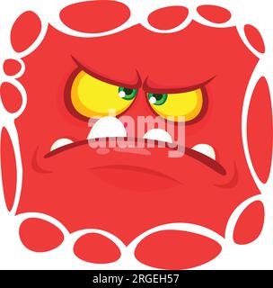 Wütendes Cartoon-Monster-Gesicht. Illustration eines niedlichen und gruseligen mythischen Ausdrucks außerirdischer Kreaturen. Halloween-Design. Stock Vektor