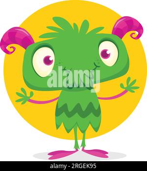 Cartoon-Darstellung einer glücklichen Alien-Figur. Verpackungs- oder Logo-Design. Vektor isoliert Stock Vektor