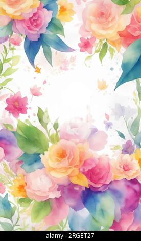 Aquarelle Blumen. Handgemalte abstrakte botanische Illustrationen. Auf weißem Hintergrund. Stockfoto
