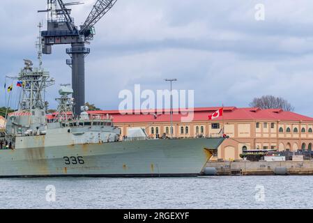 Sydney Aust, 06. August 2023: Royal Canadian Navy Ship HMCS Montréal liegt auf Garden Island, Sydney, zur Bereitstellung nach Talisman Sabre 2023 vor Stockfoto