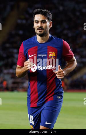 Barcelona, Spanien. 8. Aug. 2023. Gundogan in Aktion während des Joan Gamper Trophy-Spiels zwischen dem FC Barcelona und Tottenham Hotspur bei den Estadi Olimpic Lluis Companys in Barcelona, Spanien. Kredit: Christian Bertrand/Alamy Live News Stockfoto
