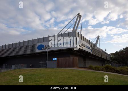 Ein allgemeiner Blick auf den Veranstaltungsort in Badminton am 6. Tag der Finals der SATHIO GROUP Australian Badminton Open 2023 im Quaycenter am 6. August 2023 in Sy Stockfoto