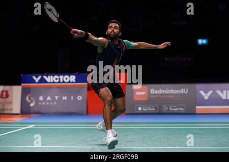 Prannoy H. S. von Indien in Aktion während des Men's Singles Finales der SATHIO GROUP Australian Badminton Open 2023 zwischen Indien und China am Quay Stockfoto