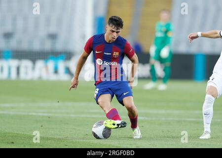 Barcelona, Spanien. 8. Aug. 2023. Pedri (Barcelona) Fußball : spanisches Spiel „Joan Gamper Cup“ zwischen dem FC Barcelona 4-2 Tottenham Hotspur FC bei der Estadi Olimpic Lluis Companys in Barcelona, Spanien . Kredit: Mutsu Kawamori/AFLO/Alamy Live News Stockfoto