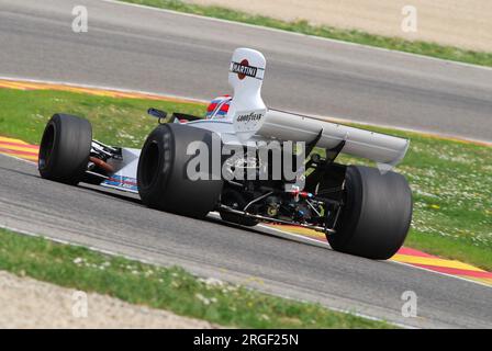 Mugello Circuit, 1. April 2007: Unbekannter Lauf auf dem Classic F1 Car 1975 Brabham BT44B Ex Carlos Reutemann Ford Cosworth auf dem Mugello Circuit in Italien während Mu Stockfoto