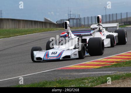 Mugello Circuit, 1. April 2007: Unbekannter Lauf auf dem Classic F1 Car 1975 Brabham BT44B Ex Carlos Reutemann Ford Cosworth auf dem Mugello Circuit in Italien während Mu Stockfoto