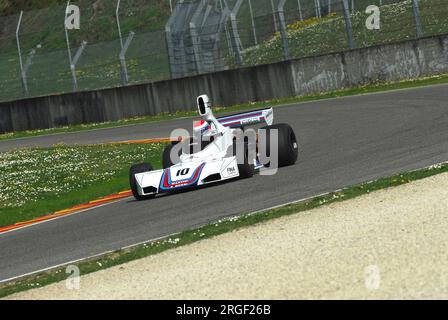 Mugello Circuit, 1. April 2007: Unbekannter Lauf auf dem Classic F1 Car 1975 Brabham BT44B Ex Carlos Reutemann Ford Cosworth auf dem Mugello Circuit in Italien während Mu Stockfoto