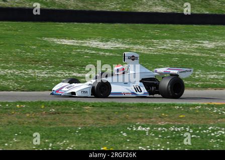 Mugello Circuit, 1. April 2007: Unbekannter Lauf auf dem Classic F1 Car 1975 Brabham BT44B Ex Carlos Reutemann Ford Cosworth auf dem Mugello Circuit in Italien während Mu Stockfoto