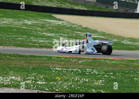 Mugello Circuit, 1. April 2007: Unbekannter Lauf auf dem Classic F1 Car 1975 Brabham BT44B Ex Carlos Reutemann Ford Cosworth auf dem Mugello Circuit in Italien während Mu Stockfoto