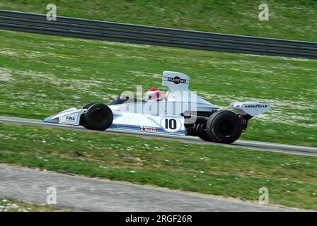 Mugello Circuit, 1. April 2007: Unbekannter Lauf auf dem Classic F1 Car 1975 Brabham BT44B Ex Carlos Reutemann Ford Cosworth auf dem Mugello Circuit in Italien während Mu Stockfoto