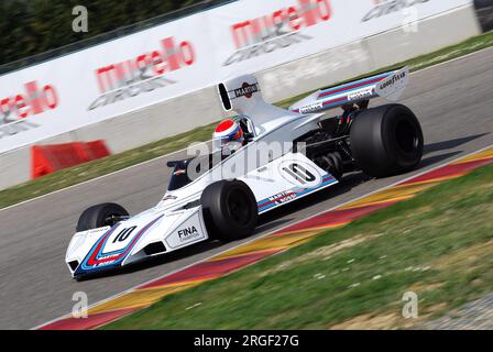 Mugello Circuit, 1. April 2007: Unbekannter Lauf auf dem Classic F1 Car 1975 Brabham BT44B Ex Carlos Reutemann Ford Cosworth auf dem Mugello Circuit in Italien während Mu Stockfoto