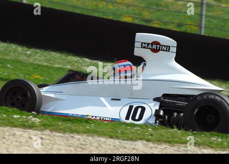 Mugello Circuit, 1. April 2007: Unbekannter Lauf auf dem Classic F1 Car 1975 Brabham BT44B Ex Carlos Reutemann Ford Cosworth auf dem Mugello Circuit in Italien während Mu Stockfoto
