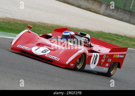 Scarperia, Mugello 5. märz 2008: Unbekannt Fahren Ferrari 712 kann am Jahr 1971 während des Trainings auf der Mugello Circuit. Italien Stockfoto