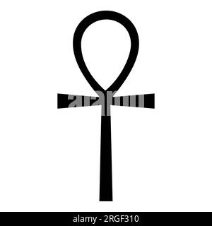 Koptisches Kreuz Knöchel Symbol schwarze Farbe Illustration flaches einfaches Bild. Vektorsymbol skalierbar auf Ankh. Symbol für Krebs. Stock Vektor