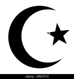 Stern und Halbmond – Symbol des Islam für Apps und Websites. Vector-Logo truthahnflagge. Skalierbare Datei in schwarzer Flachbauweise. Stock Vektor