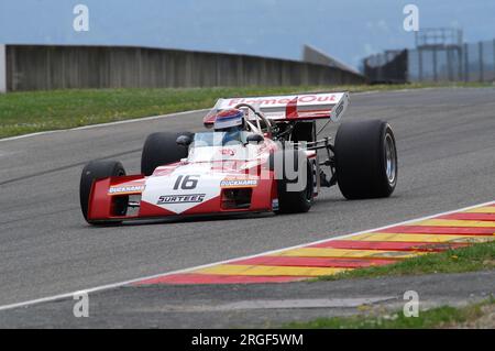 Mugello Circuit, 1. April 2007: Unbekannter Lauf auf dem Classic F1 Car 1972-1973 Surtees TS9B Ford Cosworth auf dem Mugello Circuit in Italien während des Mugello Historic F Stockfoto