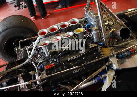 Mugello Circuit, 1. April 2007: Details des klassischen F1-Autos 1976 McLaren M26 Ex James Hunt auf der Mugello Circuit in Italien während des Mugello Historic Festiva Stockfoto