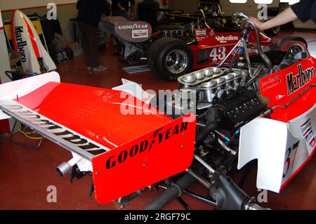 Mugello Circuit, 1. April 2007: Details des klassischen F1-Autos 1976 McLaren M26 Ex James Hunt auf der Mugello Circuit in Italien während des Mugello Historic Festiva Stockfoto