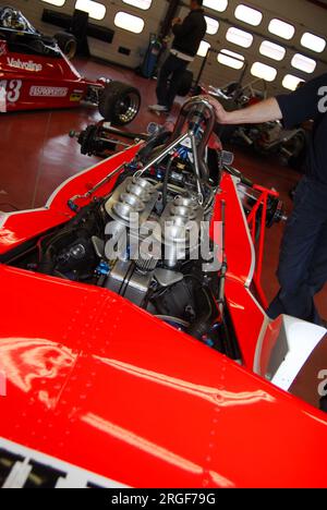 Mugello Circuit, 1. April 2007: Details des klassischen F1-Autos 1976 McLaren M26 Ex James Hunt auf der Mugello Circuit in Italien während des Mugello Historic Festiva Stockfoto