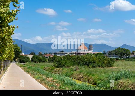 Blick auf die Kathedrale mit Turm in pisa Stockfoto