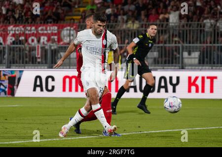 Monza, Italien - 8. August 2023, Christian Pulisic (#11 AC Mailand) erzielt beim Trofeo Silvio Berlusconi, Silvio Berlusconi Trophy, Fußballspiel zwischen AC Monza und AC Mailand am 8. August 2023 im U-Power Stadium in Monza, Italien - Photo Morgese Stockfoto