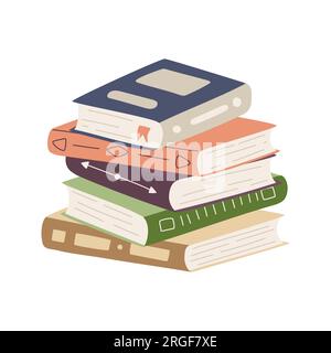 Ein Stapel Bücher. Verschiedene Bücher. Für Liebhaber des Lesens, Lernens, der Bildung. Flache Cartoon-Darstellung isoliert auf weißem Hintergrund. Stock Vektor